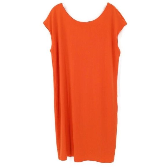 RALPH LAUREN L Orange Dress Sheath Fitting Lined Cap Sleeve Stretch Fall Heavy - Picture 2 of 12
